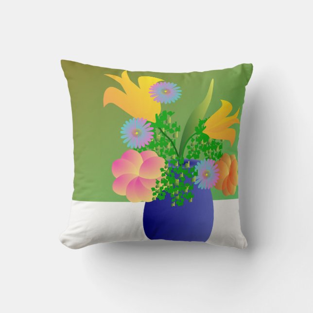 Vase Full of Bright flowers Cushion (Front)