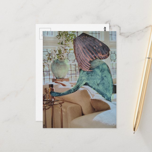 Vase in Her Head A Fun Collage Postcard (Front/Back In Situ)