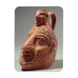 Vase in shape of double head, c.400 AD (pottery) Magnet