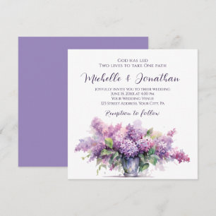 Vase Lilac Flowers Inspirational Christian Wedding Invitation