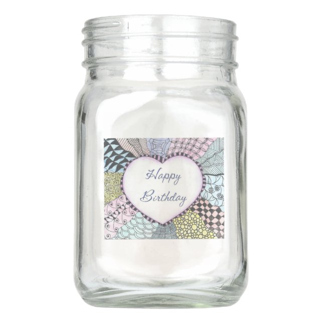 Vase Mason Jar Happy Birthday (Front)