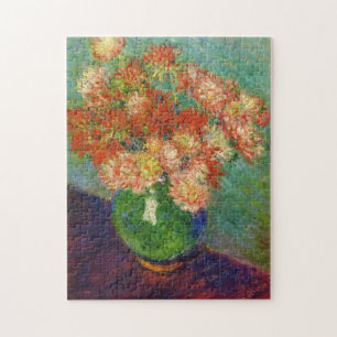 Vase of Chrysanthemums Monet Fine Art Jigsaw Puzzle