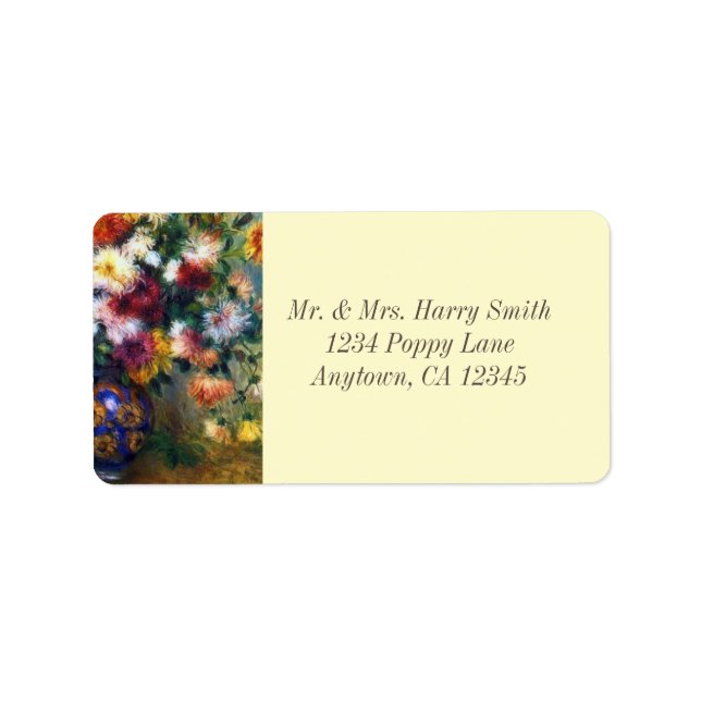 Vase of Chrysanthemums Renoir Fine Art Label (Front)