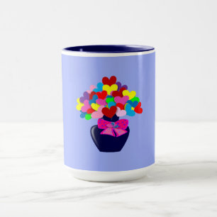 Vase Of Colourful Hearts Two Tone Coffee Mug