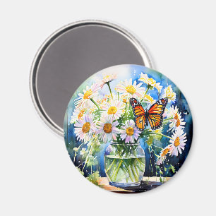 Vase of Daisies Pretty Floral Magnet