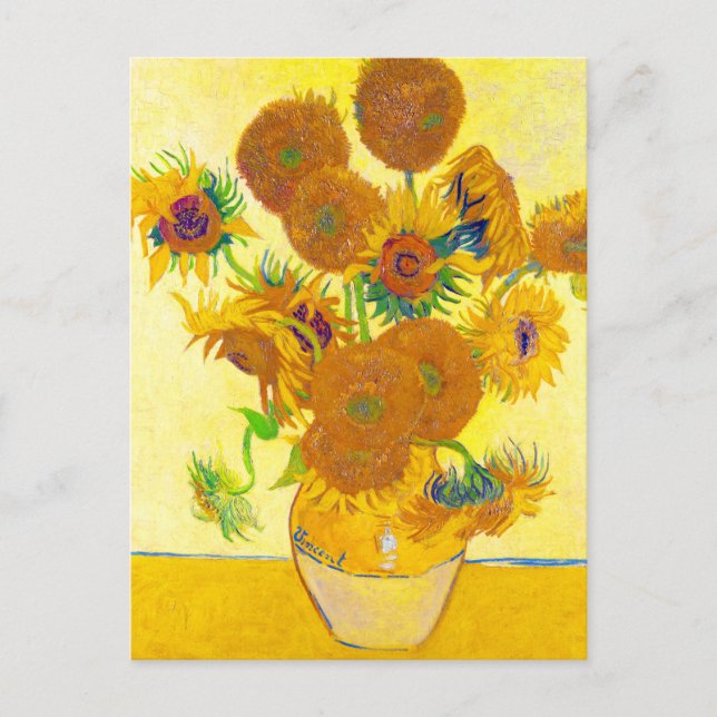 Vase of Fifteen Sunflowers, Van Gogh Postcard (Front)