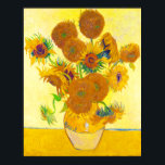 Vase of Fifteen Sunflowers, Van Gogh Poster<br><div class="desc">Vase of Fifteen Sunflowers by Vincent Van Gogh. Vincent Van Gogh (30 March 1853 – 29 July 1890) was a Dutch Post-Impressionist painter whose work had a far-reaching influence on 20th century art for its vivid colours and emotional impact. Little appreciated during his lifetime, his fame grew in the years...</div>