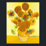 Vase of Fifteen Sunflowers, Van Gogh Poster<br><div class="desc">Vase of Fifteen Sunflowers by Vincent Van Gogh. Vincent Van Gogh (30 March 1853 – 29 July 1890) was a Dutch Post-Impressionist painter whose work had a far-reaching influence on 20th century art for its vivid colours and emotional impact. Little appreciated during his lifetime, his fame grew in the years...</div>