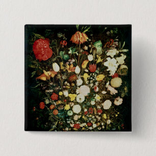 Vase of Flowers 15 Cm Square Badge