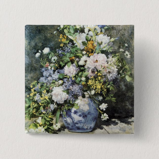 Vase of Flowers 15 Cm Square Badge (Front)