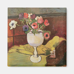 Vase of Flowers, Anemones in a White Glass Magnet