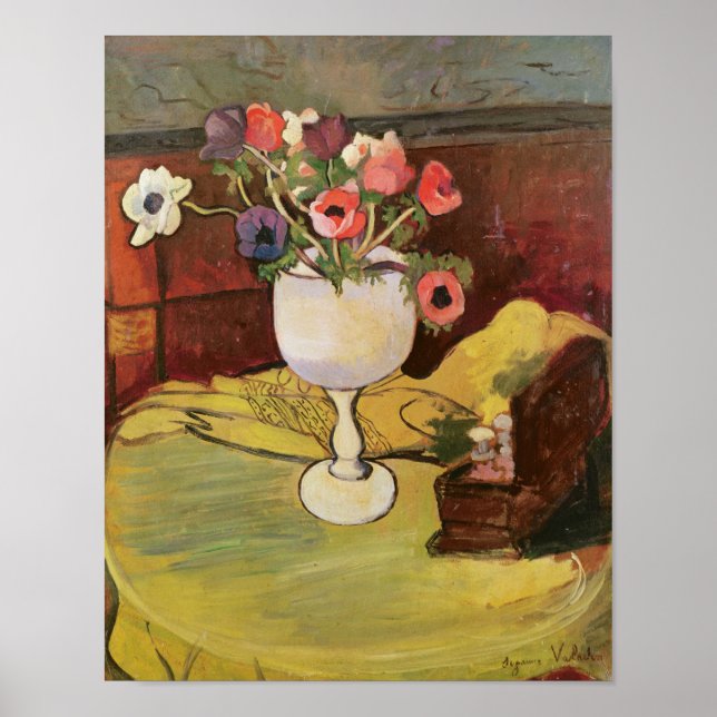 Vase of Flowers, Anemones in a White Glass Poster (Front)