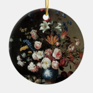 Vase of Flowers by a Window, Balthasar van der Ast Ceramic Tree Decoration