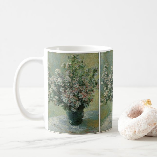 Vase of Flowers by Claude Monet Coffee Mug (With Donut)