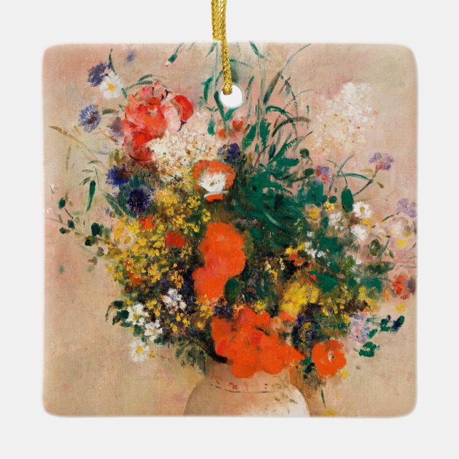Vase of Flowers by Redon Post-Impressionist Ceramic Ornament (Front)