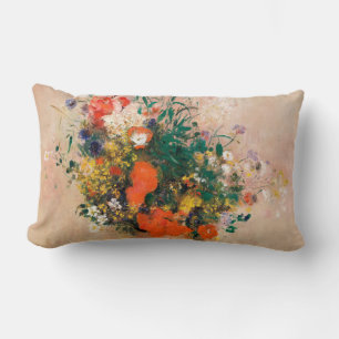 Vase of Flowers by Redon Post-Impressionist Lumbar Cushion