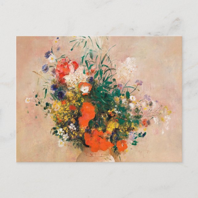 Vase of Flowers by Redon Post-Impressionist Postcard (Front)