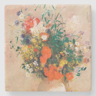 Vase of Flowers by Redon Post-Impressionist Stone Coaster