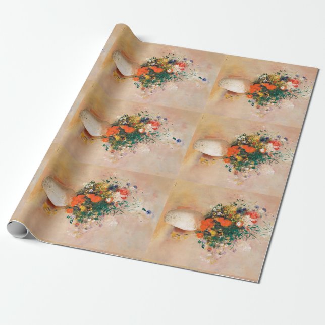 Vase of Flowers by Redon Post-Impressionist Wrapping Paper (Unrolled)
