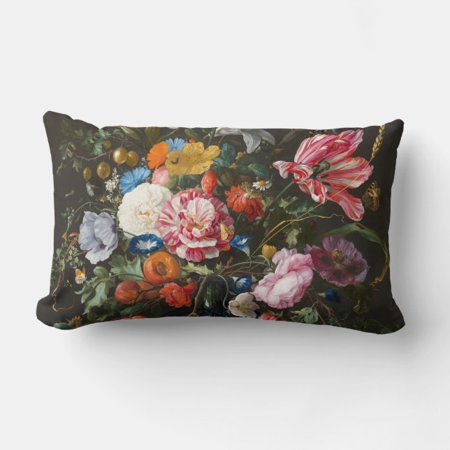 Vase of Flowers. Creator Jan Davidsz de Heem. Lumbar Cushion (Front)