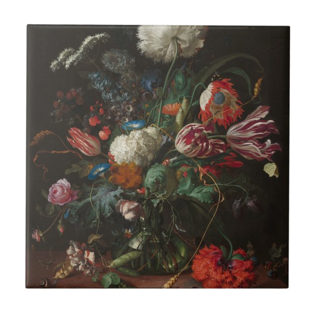 Vase of Flowers - Jan Davidsz. de Heem Ceramic Tile (Front)