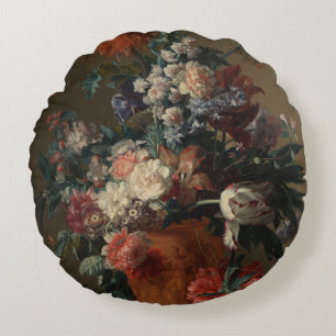 Vase of Flowers - Jan van Huysum Round Cushion