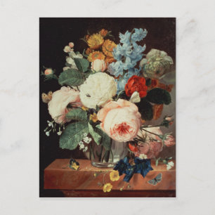Vase of Flowers on a marble ledge Postcard
