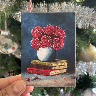 Vase of Flowers Pink Blue Books Reading Still Life Poster