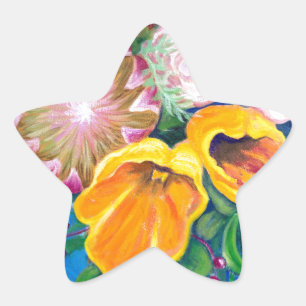 Vase of Flowers -- Proteas, Tulips and Roses Star Sticker