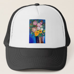 Vase of Flowers -- Proteas, Tulips and Roses Trucker Hat