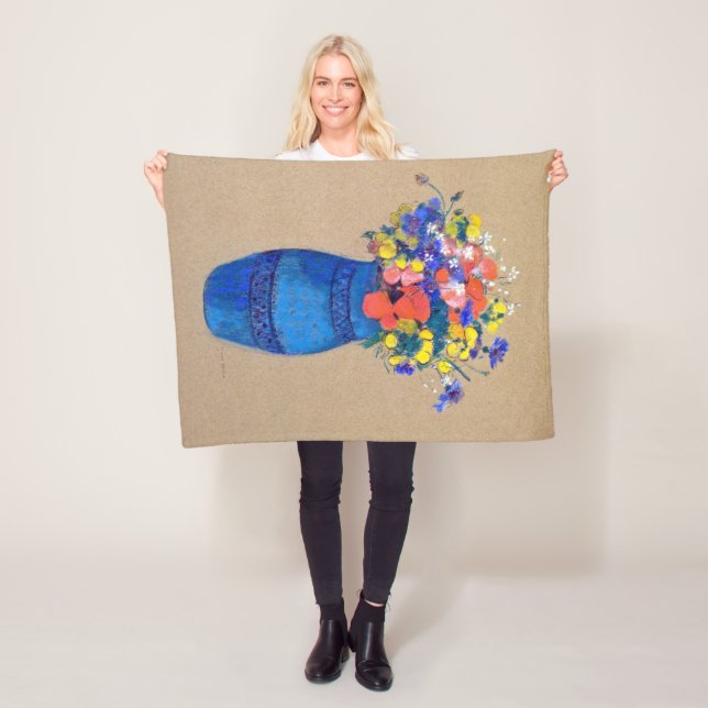 Vase of Flowers, Redon Fleece Blanket (In Situ)