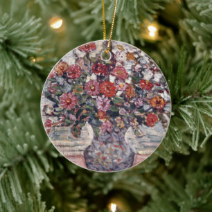 Vase of Flowers, Zinnias by Maurice Prendergast Ceramic Ornament