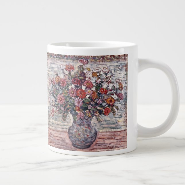 Vase of Flowers, Zinnias by Maurice Prendergast Large Coffee Mug (Right)
