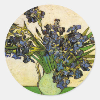 Vase of Irises, Van Gogh Classic Round Sticker