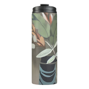 Vase of leaves minimalist art thermal tumbler