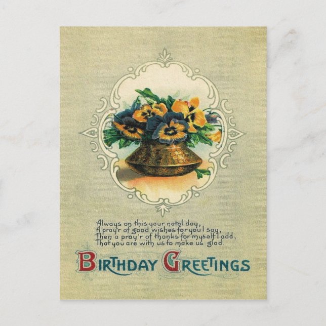 Vase of Pansy Pansies Postcard (Front)