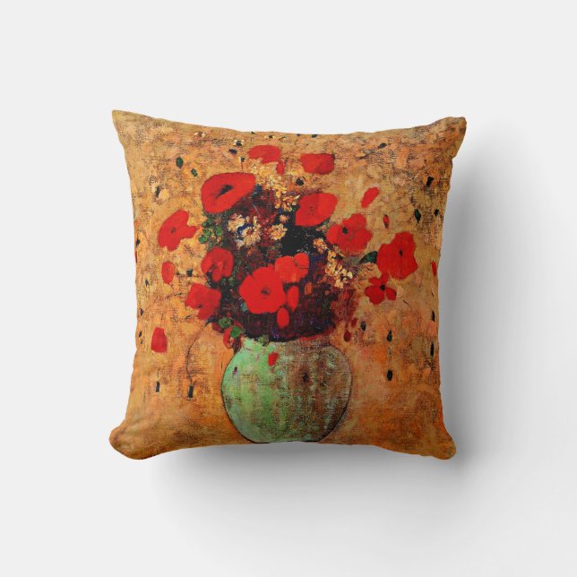 Vase of Poppies by Odilon Redon Cushion (Front)