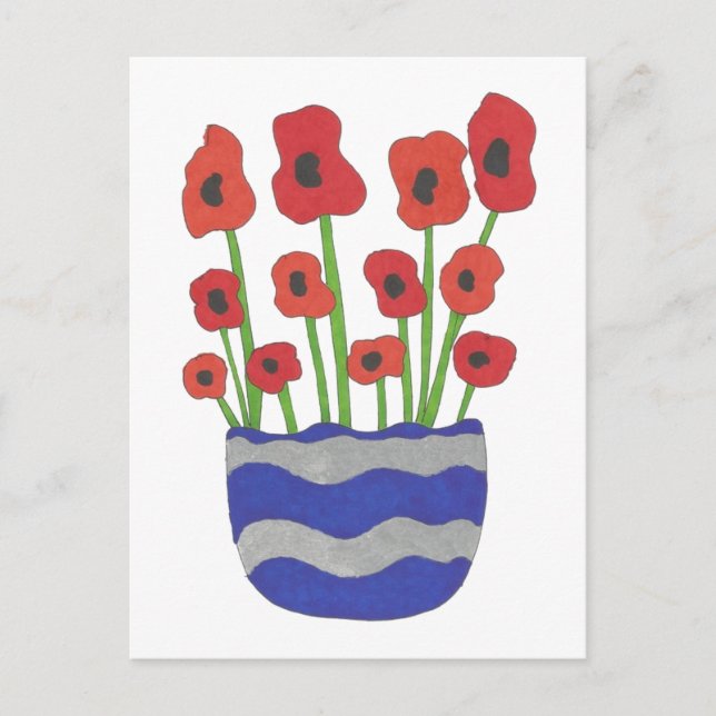 Vase of Poppies Contemporary Art  Postcard (Front)