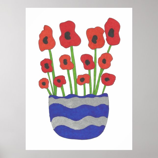 Vase of Poppies Contemporary Art Poster (Front)