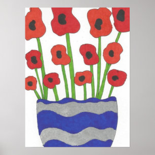 Vase of Poppies Contemporary Art Poster Print