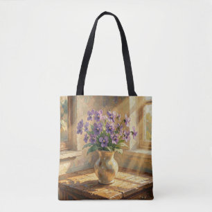 Vase of Purple Violets Impasto Tote Bag
