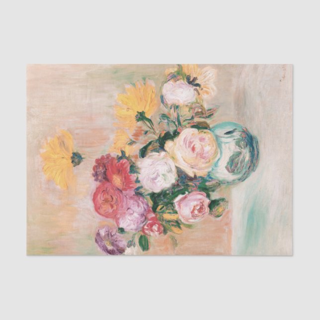 Vase Of Roses And Dahlias by Auguste Renoir  Tissue Paper (Front)