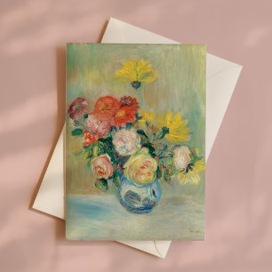Vase of Roses and Dahlias   Renoir Card