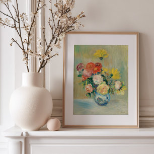 Vase of Roses and Dahlias   Renoir Poster