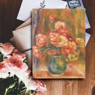 Vase of Roses by Auguste Renoir Art Postcard