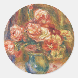 Vase of Roses by Pierre-Auguste Renoir Classic Round Sticker