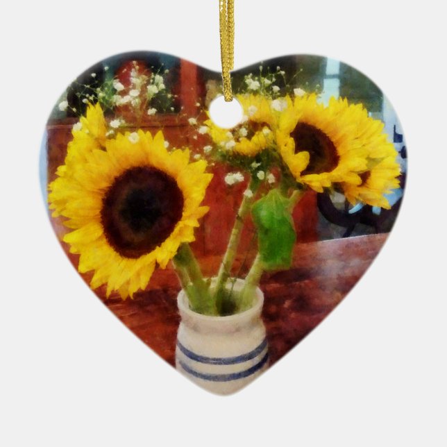 Vase of Sunflowers Ceramic Tree Decoration (Front)