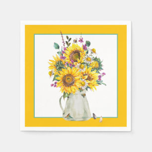 Vase of sunflowers napkin