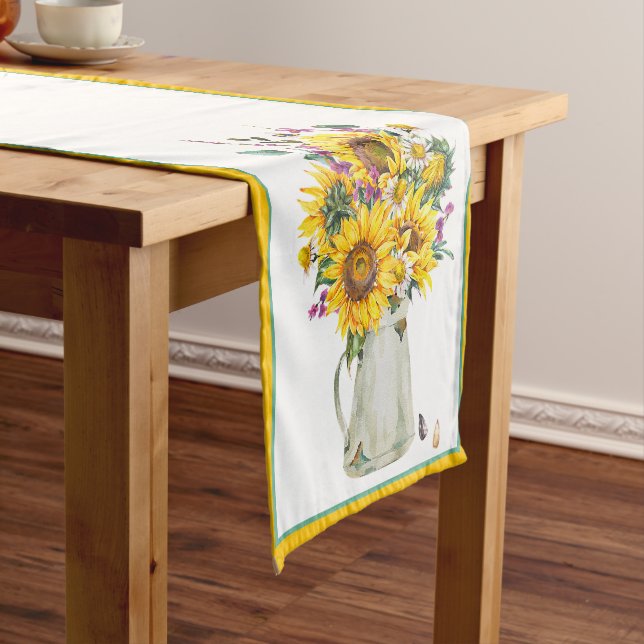Vase of sunflowers  short table runner (In Situ)