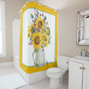 Vase of sunflowers shower curtain
